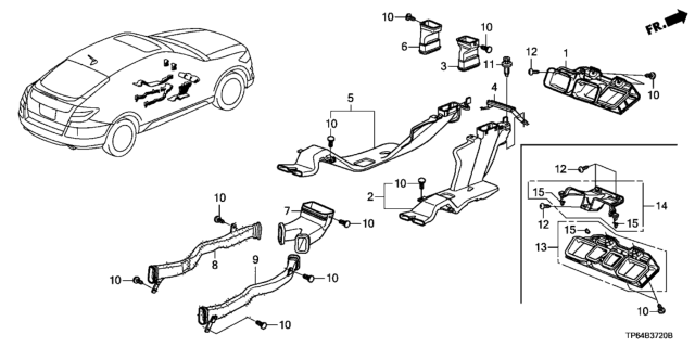 2015 Honda Crosstour Duct Assy., R. RR. Heater Joint Diagram for 83332-TA5-A00