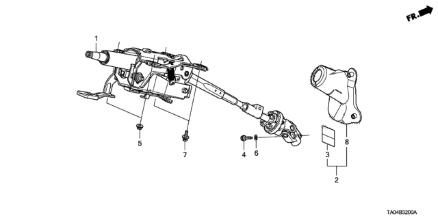 2009 Honda Accord Column Assembly, Steering Diagram for 53200-TA0-A05