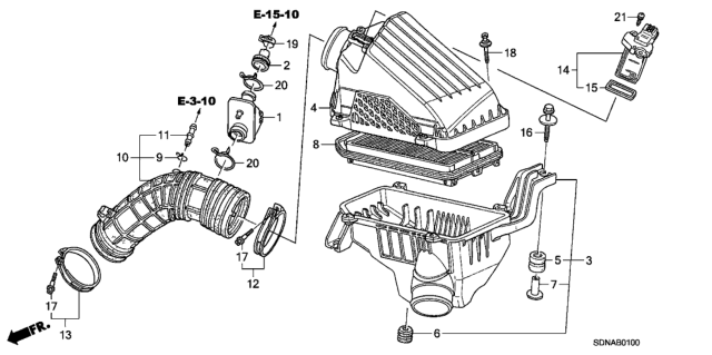 2007 Honda Accord Clamp, Air Flow (82) Diagram for 17314-RAA-A00