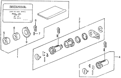 1991 Honda Civic Key Cylinder Kit Diagram