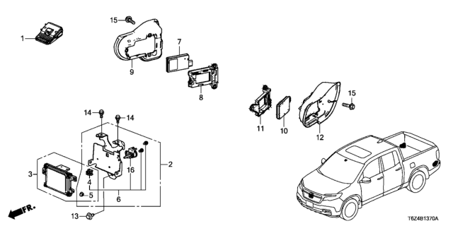 2017 Honda Ridgeline 4 Door RTL (-E) KA 6AT Radar Diagram
