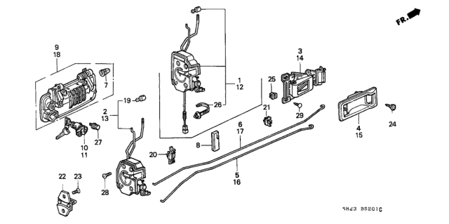 1990 Honda CRX Handle Assembly, Right Front (Outer Lock) Diagram for 72140-SH3-004