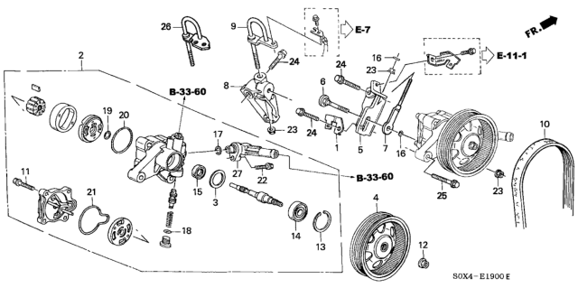 1999 Honda Odyssey Bracket, FR. Power Steering Pump Diagram for 56951-P8A-A00