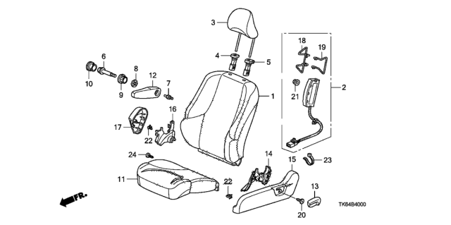 2010 Honda Fit Front Seat (Driver Side) Diagram