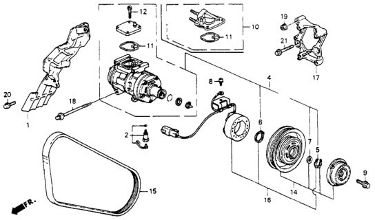 1993 Honda Accord Compressor Diagram for 38810-PT3-013