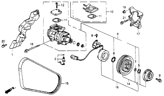 1991 Honda Accord A/C Compressor Diagram 2