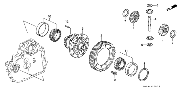 1991 Honda Accord 5 Door EX KA 4AT AT Differential Gear Diagram