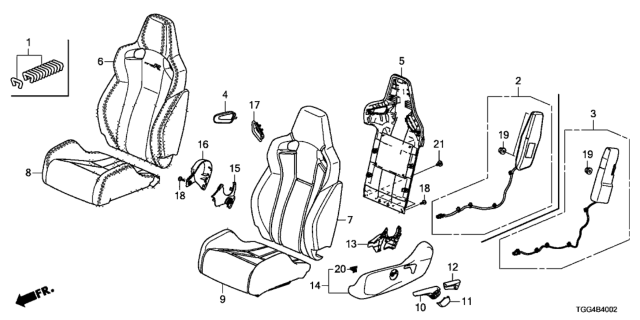 2019 Honda Civic Pad, Left Front Seat Cushion Diagram for 81537-TGH-A31