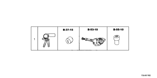 2013 Honda Accord Key Cylinder Set (Smart) Diagram