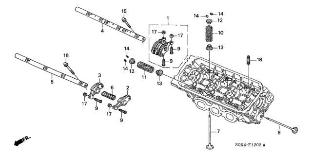 2002 Honda Odyssey 5 Door EXL (LEATHER RES) KA 5AT Valve - Rocker Arm (Front) Diagram