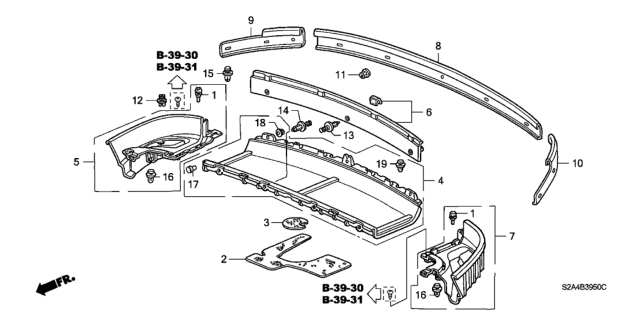 2001 Honda S2000 Retainer, RR. Soft Top (Lower) Diagram for 86312-S2A-003