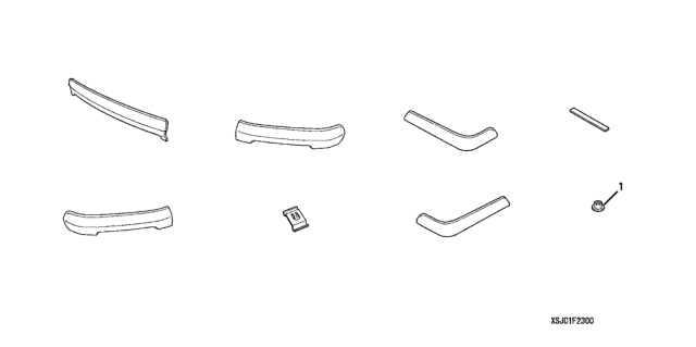 2008 Honda Ridgeline 4 Door RTS KA 5AT Front and Rear Chrome Bumper Trim Diagram