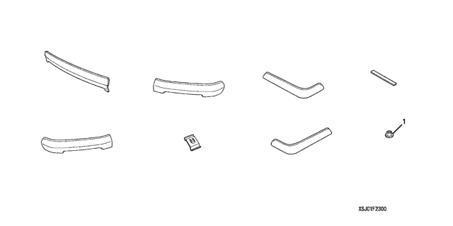 2007 Honda Ridgeline Front and Rear Chrome Bumper Trim Diagram