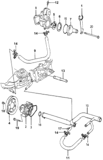 1981 Honda Accord 3 Door LX KL HMT Water Pump - Thermostat Diagram