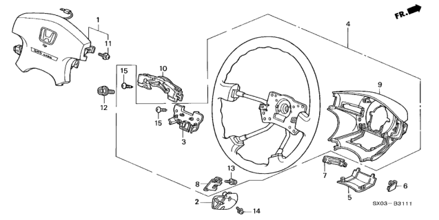 1998 Honda Odyssey 5 Door LX (7 SEATS (3PB)) KA 4AT Steering Wheel Diagram