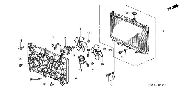 2003 Honda Accord Bolt, Drain (Valeo) Diagram for 19011-RAA-A01