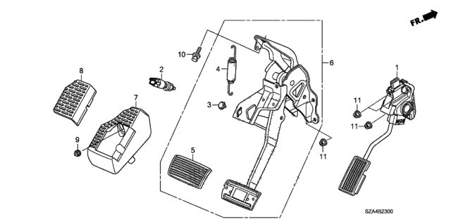 2015 Honda Pilot Bracket, Footrest Diagram for 46991-SZA-A01