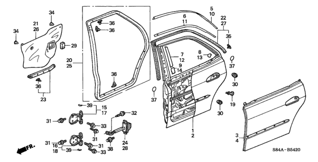 2002 Honda Accord Rear Door Panels Diagram