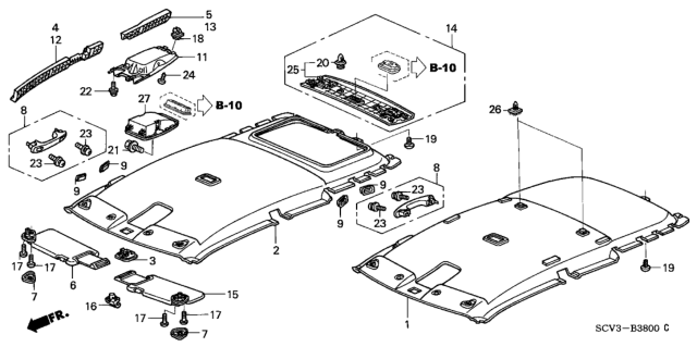 2006 Honda Element Console, Roof *NH220L* (CLEAR GRAY) Diagram for 83255-SCV-A01ZA