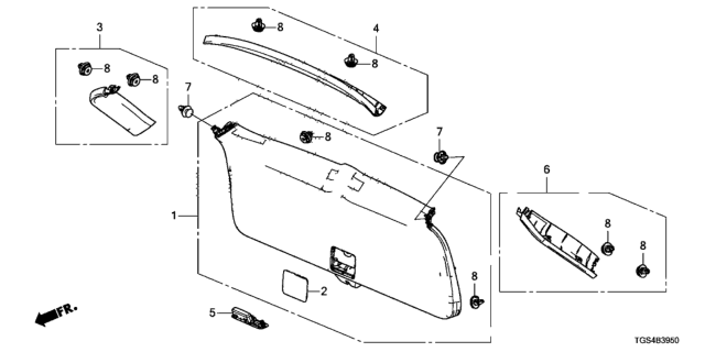 2020 Honda Passport 5 Door EXL (2WD) KA 9AT Tailgate Lining Diagram