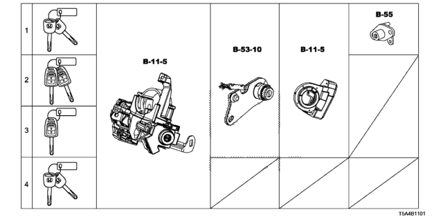 2018 Honda Fit Cylinder Set, Key Diagram for 06350-T5R-C71