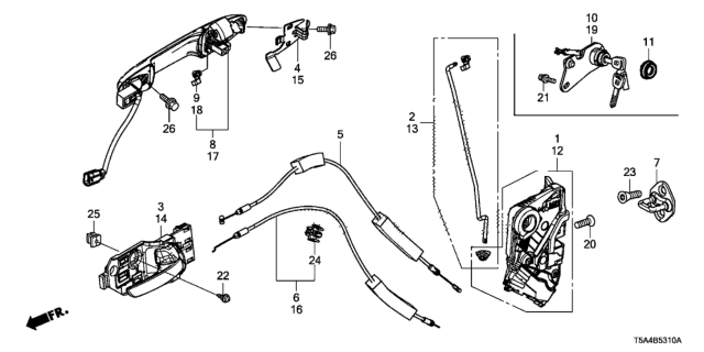 2018 Honda Fit Front Door Locks - Outer Handle Diagram