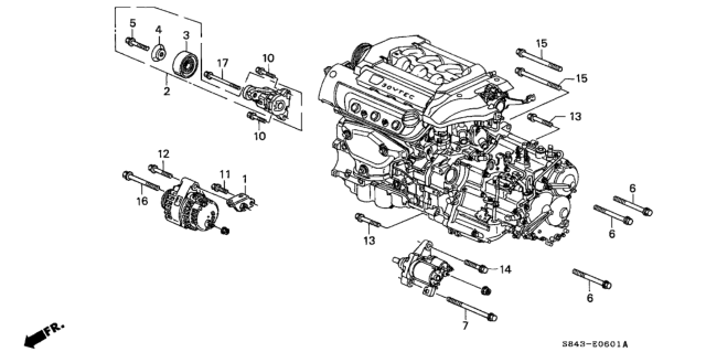 1998 Honda Accord Alternator Bracket (V6) Diagram