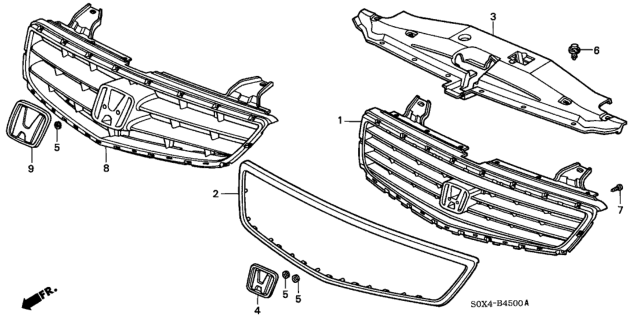 2000 Honda Odyssey Front Grille Diagram