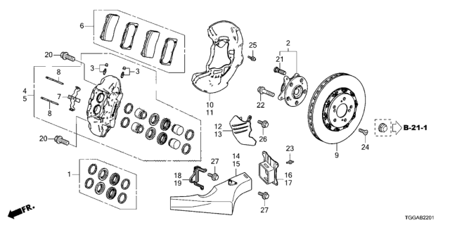 2021 Honda Civic 5 Door TR LE  (LIMITED EDITION) KA 6MT Front Brake Diagram