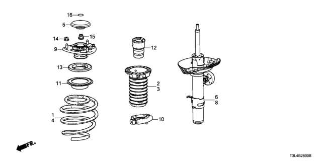 2016 Honda Accord Shock Absorber Unit, Left Front Diagram for 51621-T3L-316