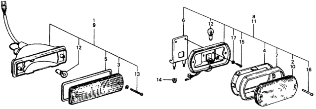 1979 Honda Civic 3 Door ** (1200) ** 4MT Front Combination Light Diagram