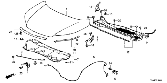 2016 Honda CR-V Wire Assembly, Hood Diagram for 74130-T0A-A01