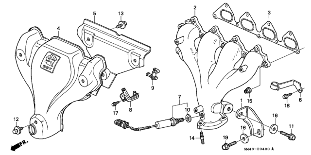 1990 Honda Accord Sensor, Oxygen Diagram for 36531-PT3-A02