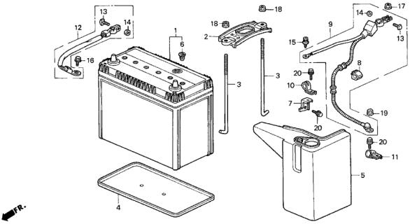 1994 Honda Del Sol 2 Door V-TEC KA 5MT Battery Diagram