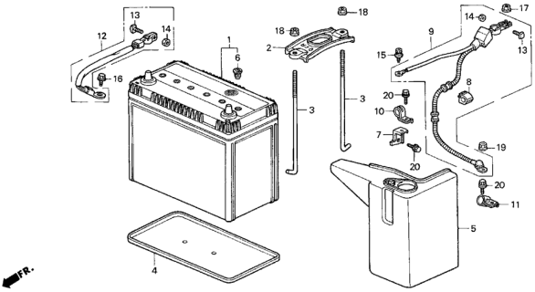 1996 Honda Del Sol Cover Assy., Battery Diagram for 31531-SR3-A00