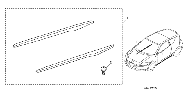 2014 Honda CR-Z 3 Door EX KA CVT Spoiler, Side Accent Diagram
