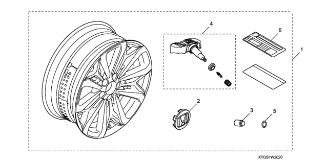 2021 Honda Passport Alloy Wheel Diagram 3