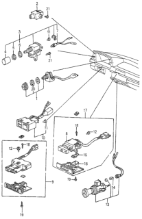 1982 Honda Accord Switch Assembly, Rear Defroster Diagram for 35500-SA5-672