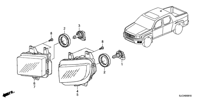 2014 Honda Ridgeline 4 Door RTS KA 5AT Foglight - Daytime Running Light Diagram
