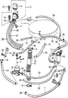 1979 Honda Prelude Clip, Breather Tube Diagram for 17316-611-000