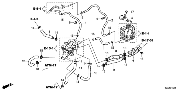 2018 Honda Accord Hose, Throttle Body In. Diagram for 19507-6B2-A00