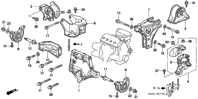 1996 Honda Civic Rubber Assy., Mount Diagram for 50824-S04-013