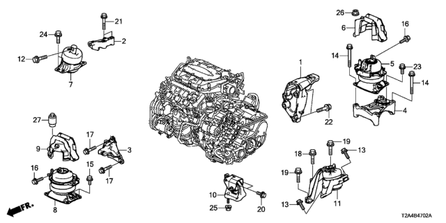 2013 Honda Accord Engine Mounts (V6) Diagram