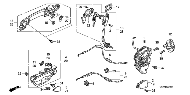 2009 Honda Civic Cylinder, Passenger Side Door Diagram for 72145-SVA-A01