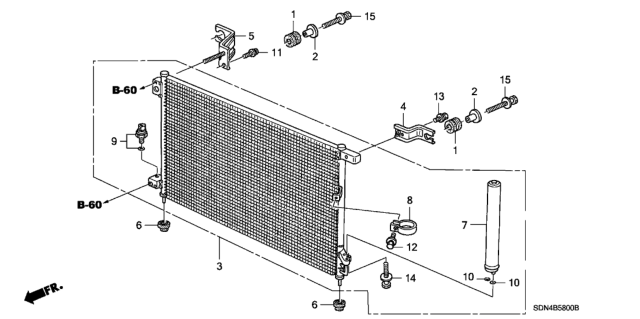 2003 Honda Accord 2 Door EX (V6) KL 5AT A/C Condenser Diagram