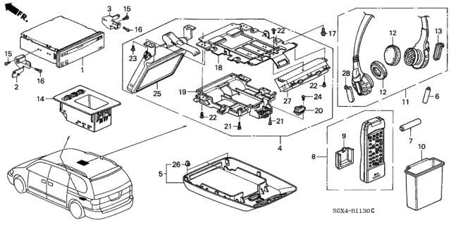 2002 Honda Odyssey Headphone Unit (Panasonic) Diagram for 39580-S0X-A01