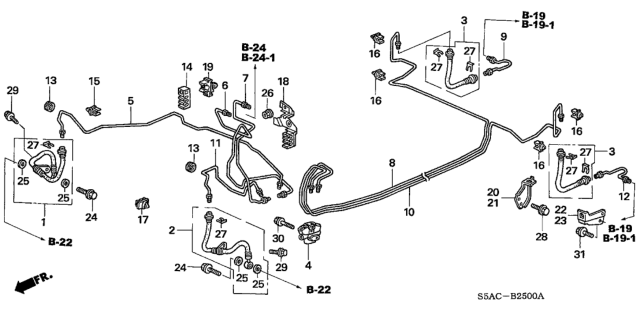 2005 Honda Civic 4 Door GX (SIDE SRS) KA CVT Brake Lines Diagram