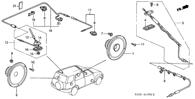 1999 Honda CR-V Gasket, Antenna Base Diagram for 39154-S10-A01