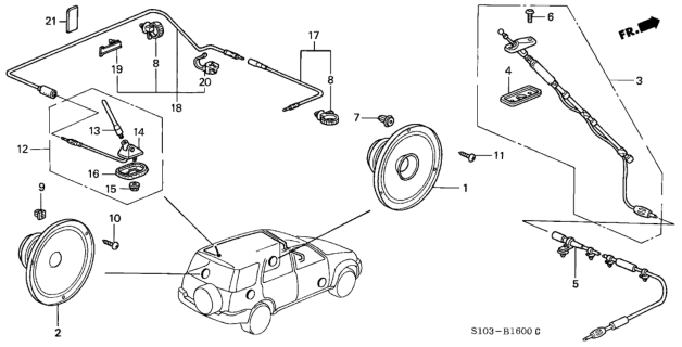 1997 Honda CR-V Sub-Feeder, Antenna Diagram for 39156-S10-A01