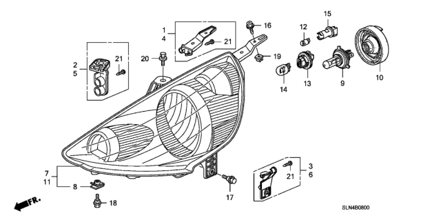 2008 Honda Fit Headlight Unit, Passenger Side (Milano Red) Diagram for 33101-SLN-A01ZG